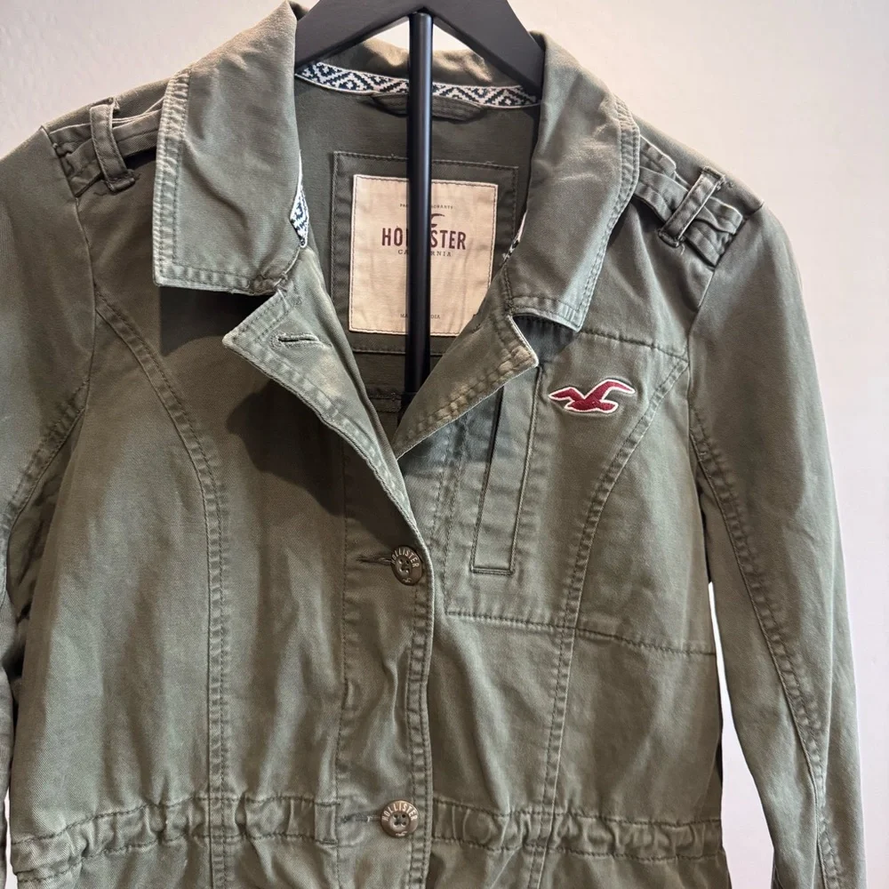 Hollister Women's Utility Jacket in Olive, Size‎ Medium Y2K